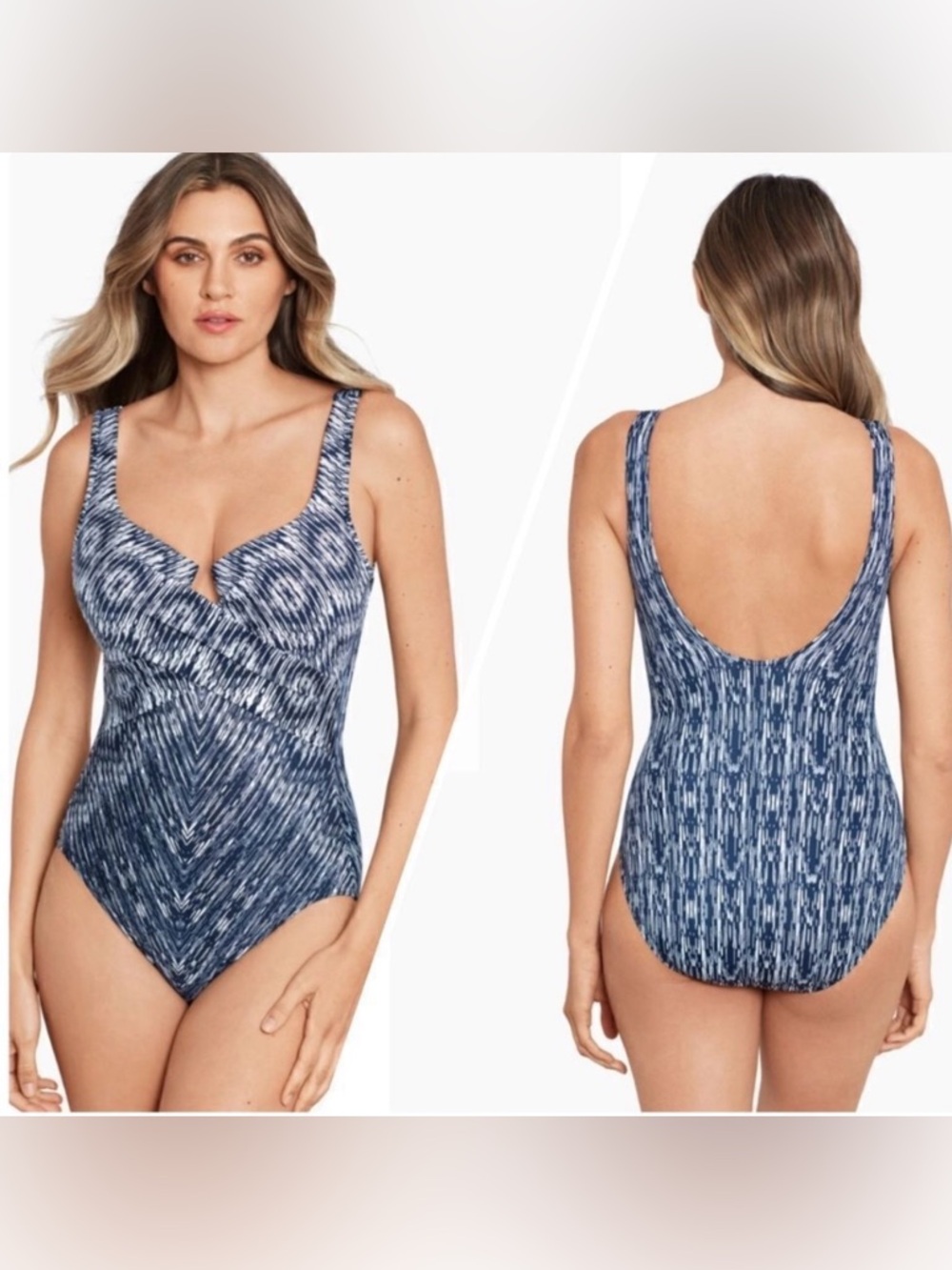 Miraclesuit Silver Shores Criss Cross Escape One Piece Swimsuit Size 12